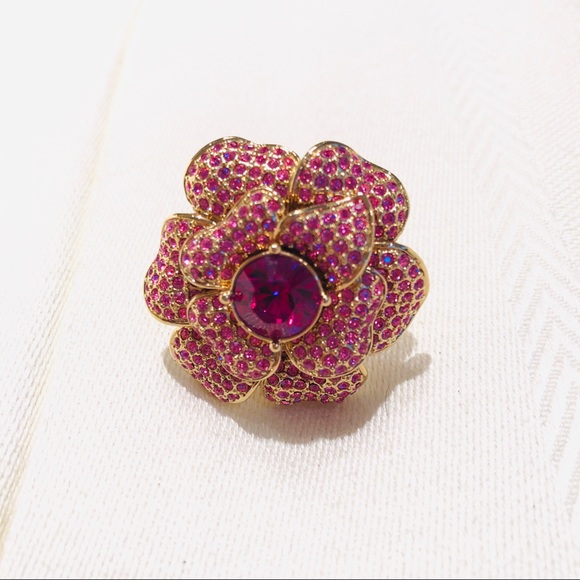 kate spade Jewelry - EUC Kate Spade Pink Rhinestone Flower Ring